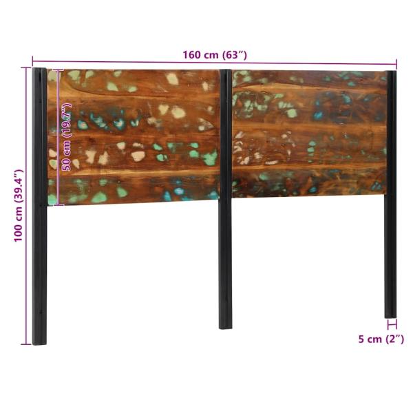 Kopfteil 160 cm Altholz Massivholz und Eisen