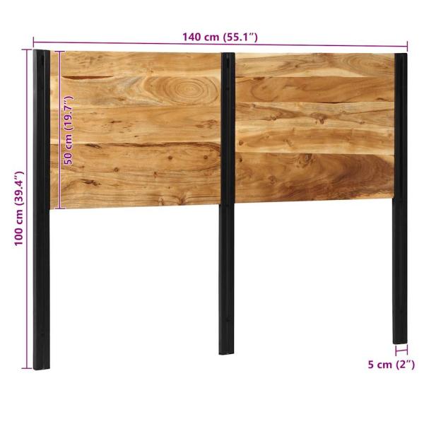 Kopfteil 140 cm Massivholz Akazie und Eisen