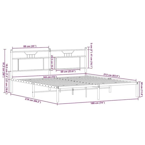 Bettgestell ohne Matratze Braun Eichen-Optik 183x213 cm