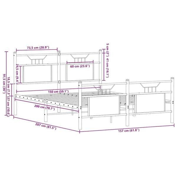 Bettgestell ohne Matratze Sonoma-Eiche 150x200 cm Holzwerkstoff
