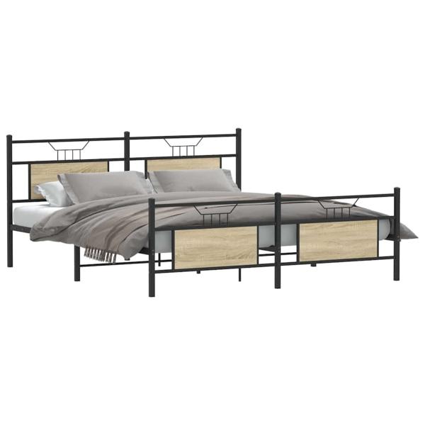 Metallbett ohne Matratze Sonoma-Eiche 160x200 cm