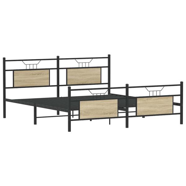 Metallbett ohne Matratze Sonoma-Eiche 160x200 cm