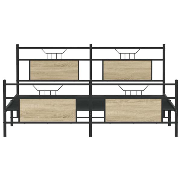 Metallbett ohne Matratze Sonoma-Eiche 160x200 cm