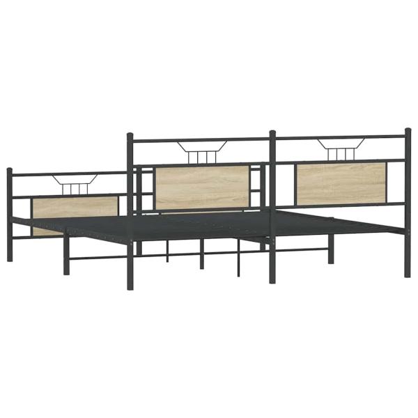 Metallbett ohne Matratze Sonoma-Eiche 160x200 cm
