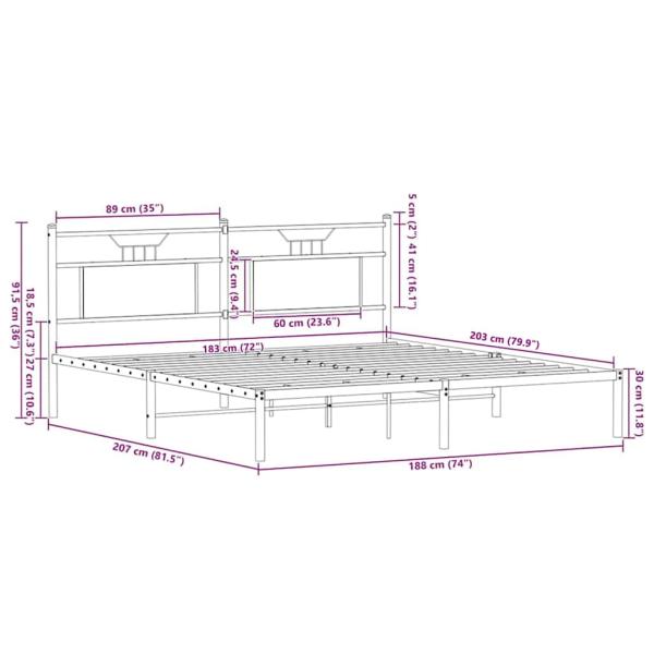 Bettgestell ohne Matratze Sonoma-Eiche 183x203 cm Holzwerkstoff