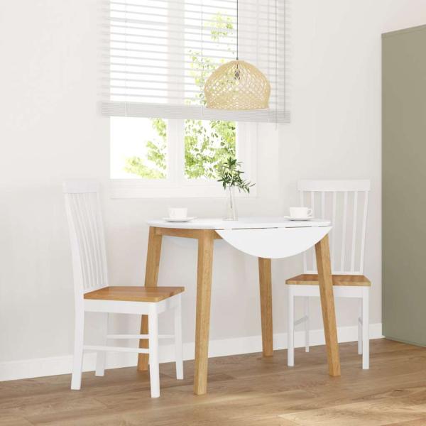 ARDEBO.de - Esszimmerstühle 2 Stk. Weiß Massivholz Gummibaum