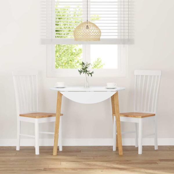 Esszimmerstühle 2 Stk. Weiß Massivholz Gummibaum