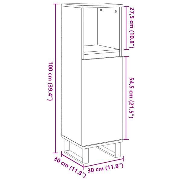 Badschrank Betongrau 30x30x100 cm Holzwerkstoff
