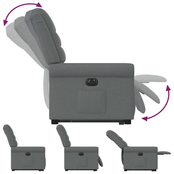 Relaxsessel mit Aufstehhilfe Elektrisch Dunkelgrau Stoff