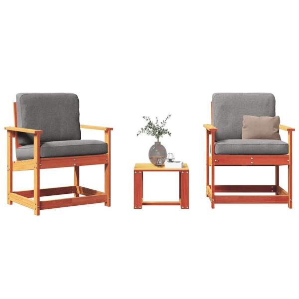 ARDEBO.de - 3-tlg. Garten-Lounge-Set Wachsbraun Massivholz Kiefer