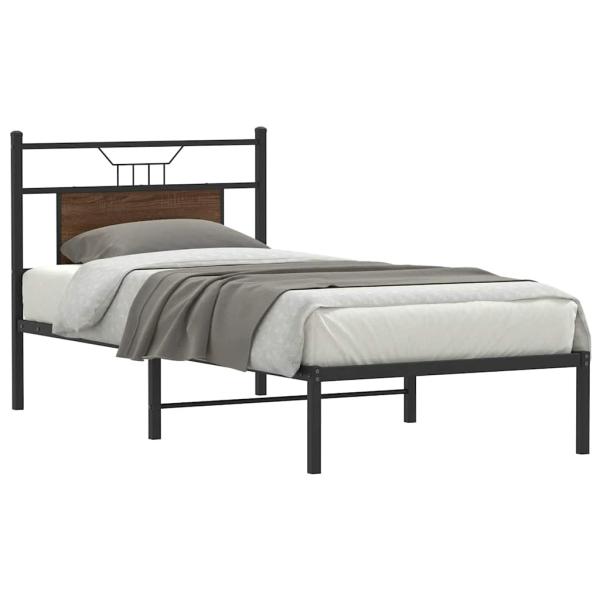 ARDEBO.de - Bettgestell ohne Matratze Braun Eiche 75x190 cm Holzwerkstoff