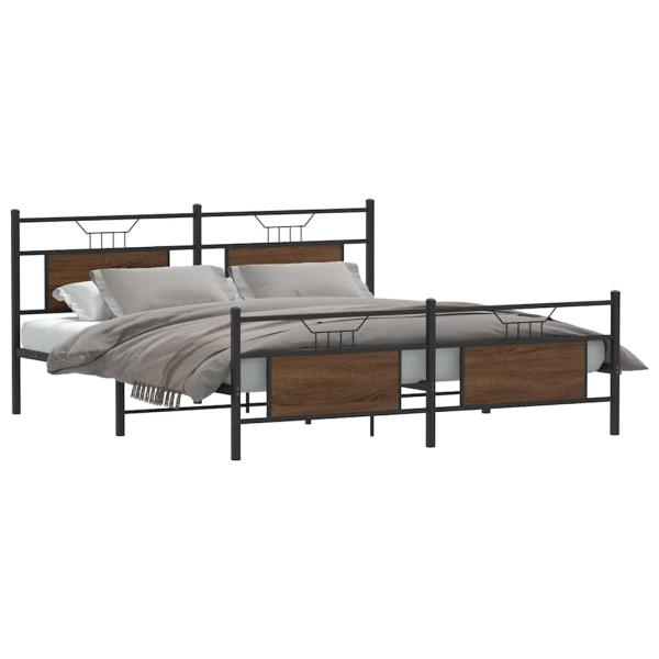 Metallbett ohne Matratze Braun Eichen-Optik 183x213 cm