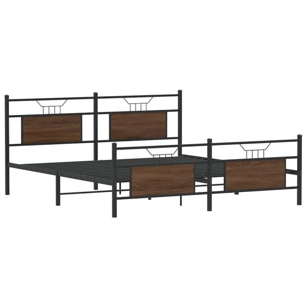 Metallbett ohne Matratze Braun Eichen-Optik 183x213 cm
