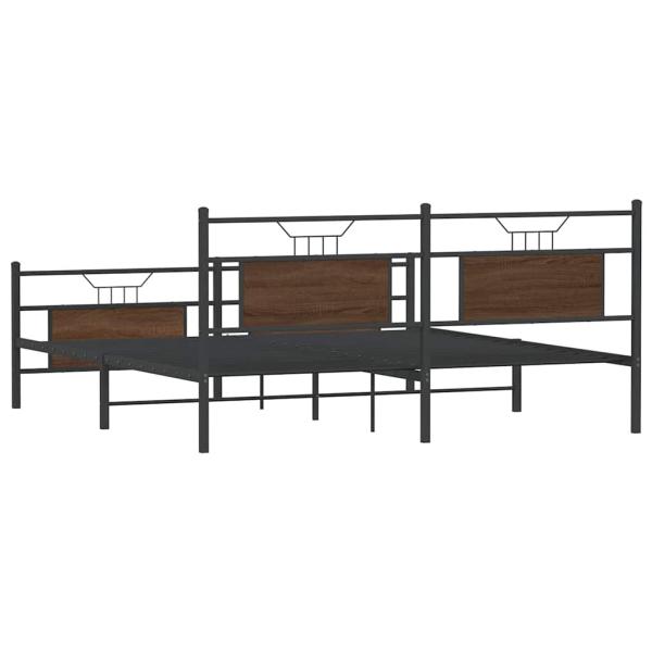 Metallbett ohne Matratze Braun Eichen-Optik 183x213 cm
