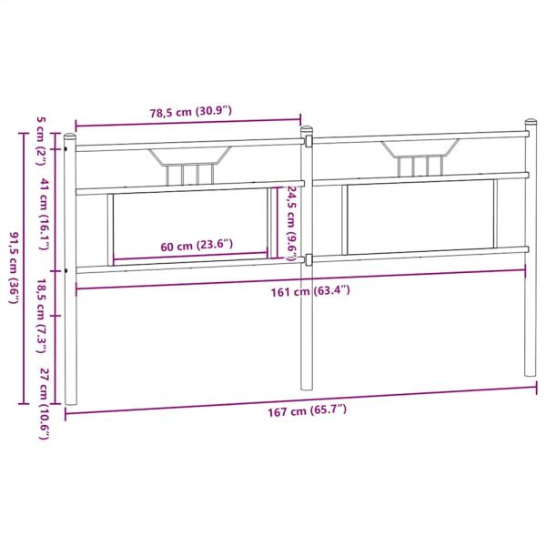 Kopfteil Sonoma-Eiche 160 cm Holzwerkstoff und Stahl