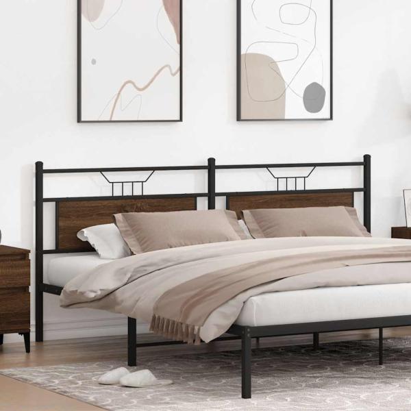 Kopfteil Braun Eichen-Optik 193 cm Holzwerkstoff und Stahl