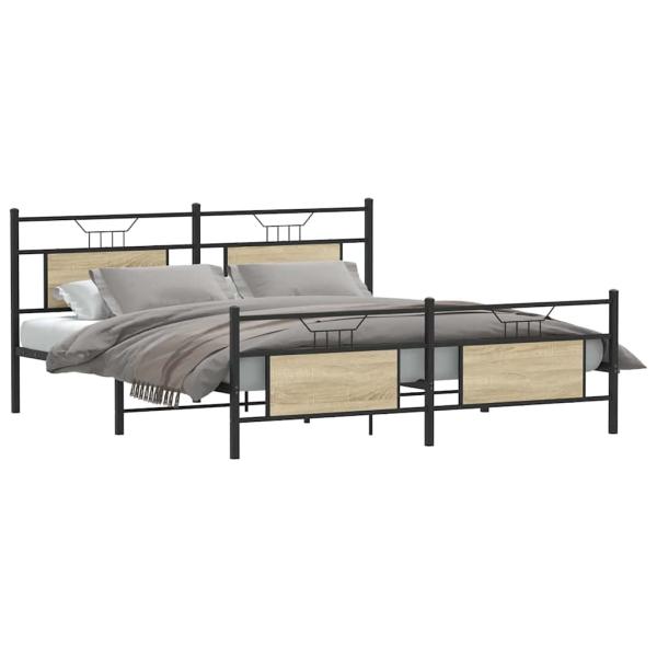 Metallbett ohne Matratze Sonoma-Eiche 183x213 cm