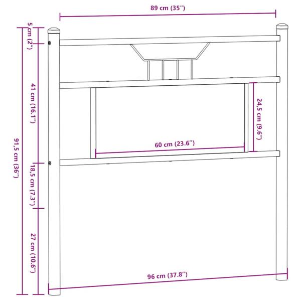 Kopfteil Braun Eichen-Optik 90 cm Holzwerkstoff und Stahl