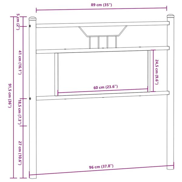 Kopfteil Sonoma-Eiche 90 cm Holzwerkstoff und Stahl