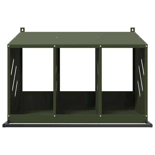 Hühner-Nistkasten mit 3 Fächern Olivgrün Metall