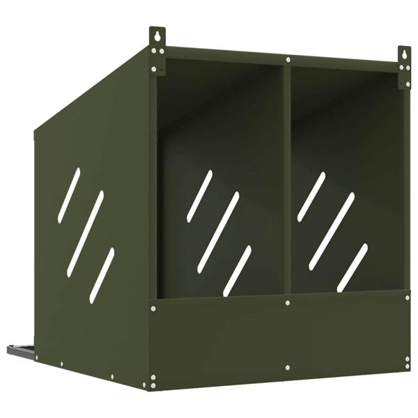 Hühner-Nistkasten mit 2 Fächern Olivgrün Metall