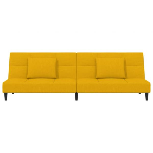 Schlafsofa 2-Sitzer mit 2 Kissen Gelb Samt