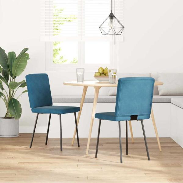 ARDEBO.de - Esszimmerstühle 2 Stk. Blau Samt