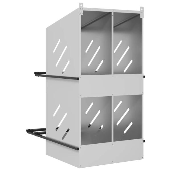 Hühner-Nistkasten mit 4 Fächern Verzinktes Silber Metall