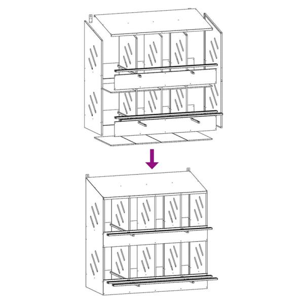 Hühner-Nistkasten mit 8 Fächern Olivgrün Metall