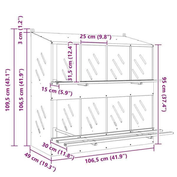 Hühner-Nistkasten mit 8 Fächern Olivgrün Metall