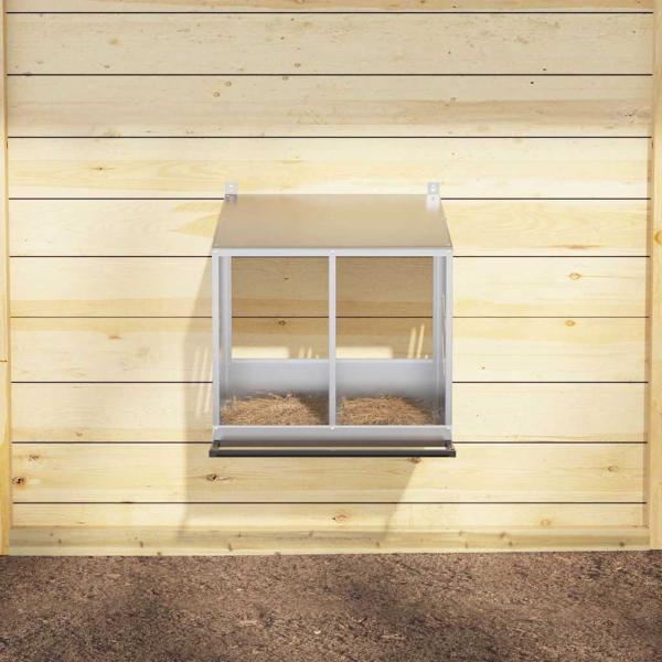 Hühner-Nistkasten mit 2 Fächern Verzinktes Silber Metall