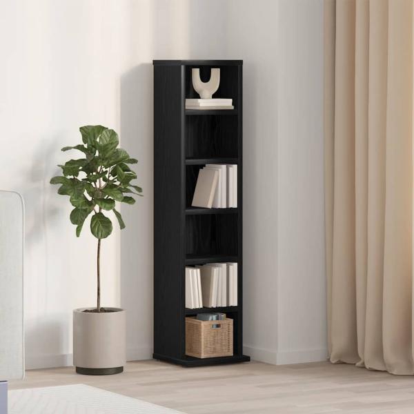 ARDEBO.de - CD-Schrank Schwarz Eichen-Optik 21x20x88 cm Holzwerkstoff