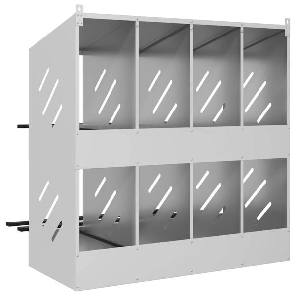 Hühner-Nistkasten mit 8 Fächern Verzinktes Silber Metall