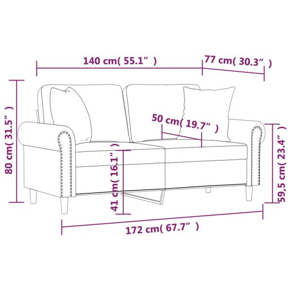 2-Sitzer-Sofa mit Zierkissen Blau 140 cm Samt