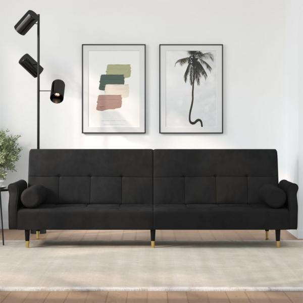 ARDEBO.de - Schlafsofa mit Kissen Schwarz Samt