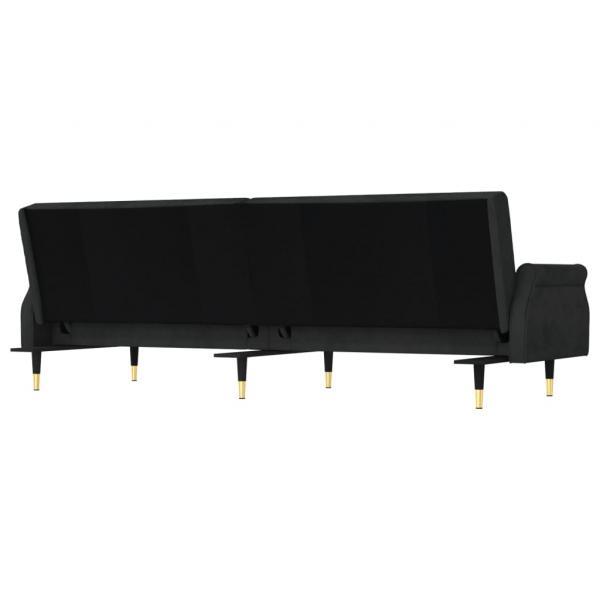 Schlafsofa mit Kissen Schwarz Samt
