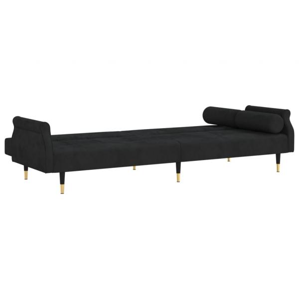 Schlafsofa mit Kissen Schwarz Samt