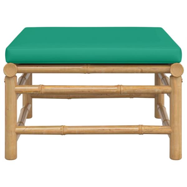 Gartenhocker mit Grünem Kissen Bambus