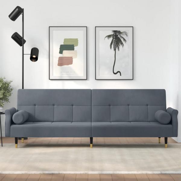 ARDEBO.de - Schlafsofa mit Kissen Dunkelgrau Samt