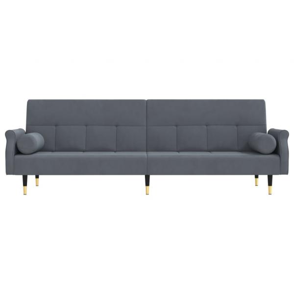 Schlafsofa mit Kissen Dunkelgrau Samt