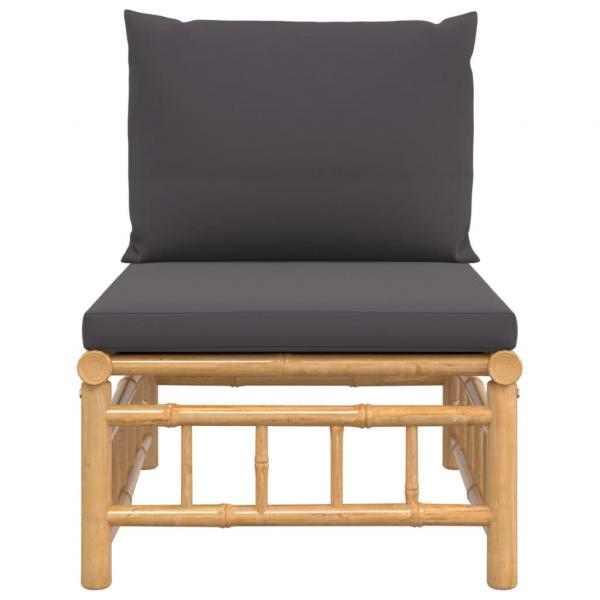 Garten-Mittelsofa mit Dunkelgrauen Kissen Bambus