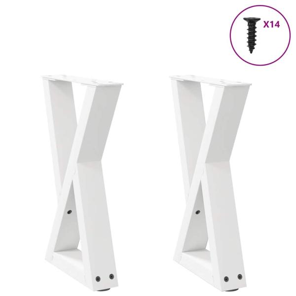 ARDEBO.de - Couchtischbeine 2 Stk. Weiß 38x(42-43,3) cm Stahl