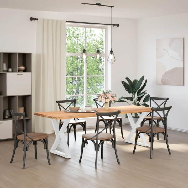 Esstisch Beine 2 Stück Weiß 80x(72-73,3) cm Stahl