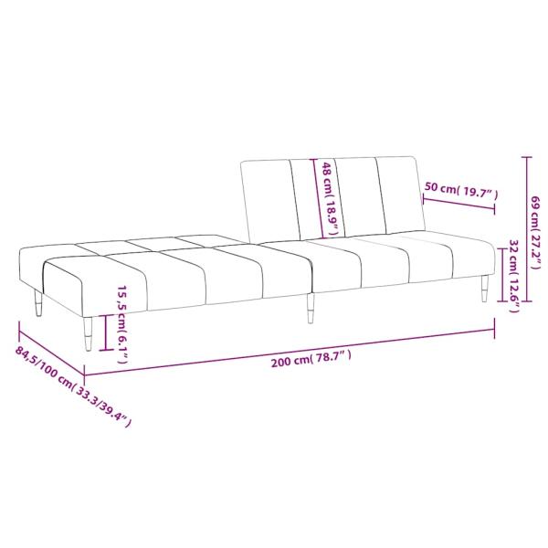 Schlafsofa 2-Sitzer Hellgrün Samt