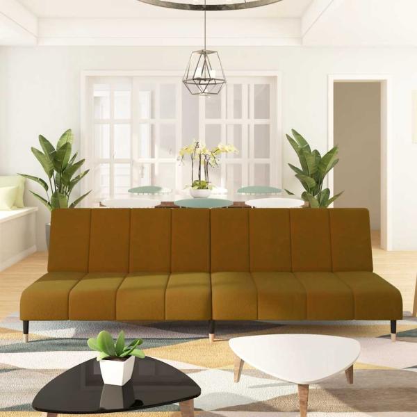 ARDEBO.de - Schlafsofa 2-Sitzer Braun Samt
