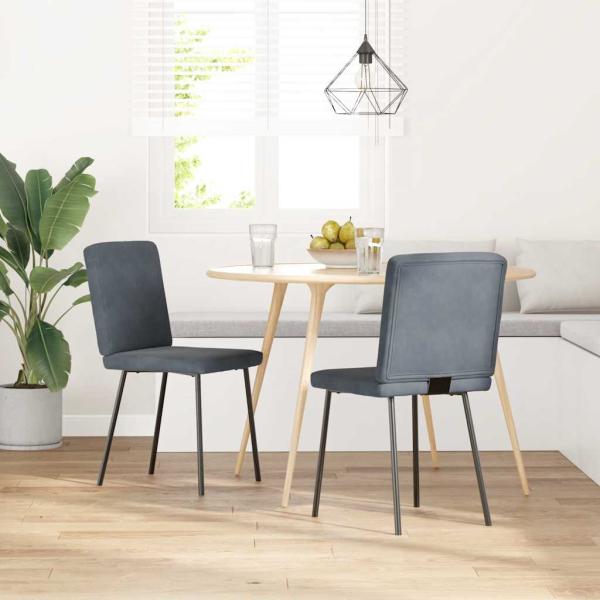 ARDEBO.de - Esszimmerstühle 2 Stk. Dunkelgrau Samt