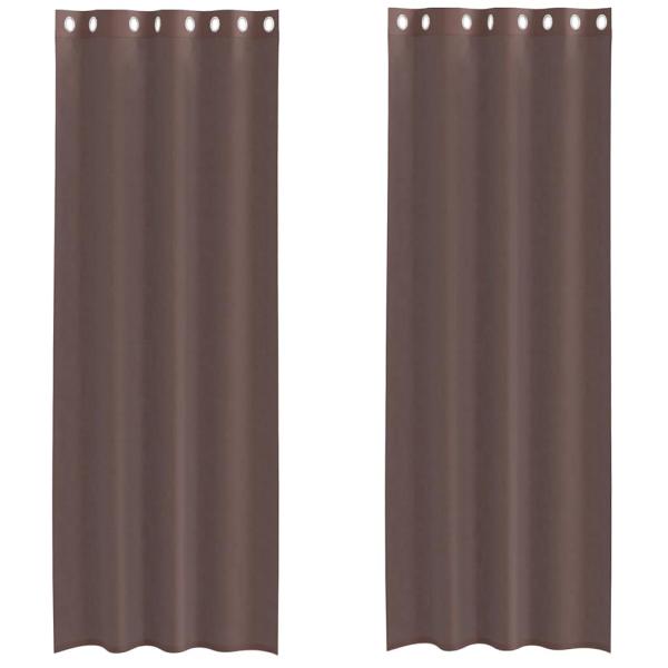 ARDEBO.de - Voile Vorhänge mit Ösen 2 Stk. Braun 140x260 cm