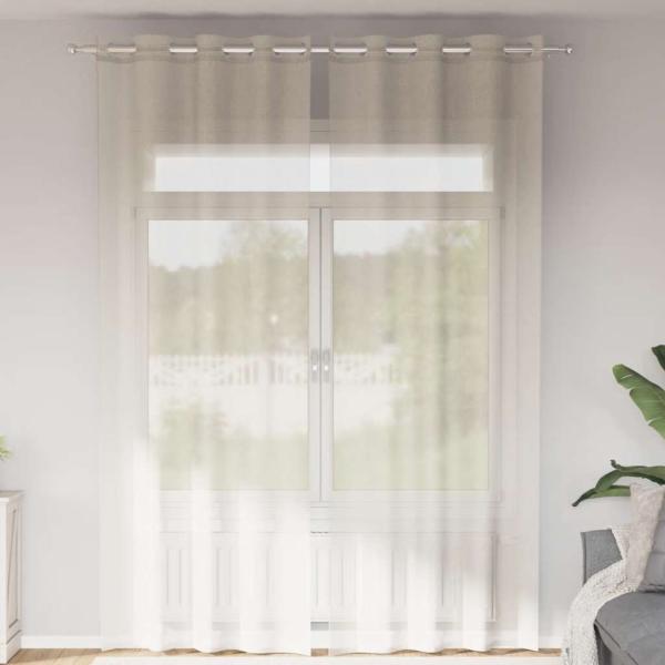ARDEBO.de - Voile Vorhänge mit Ösen 2 Stk. Creme 140x300 cm