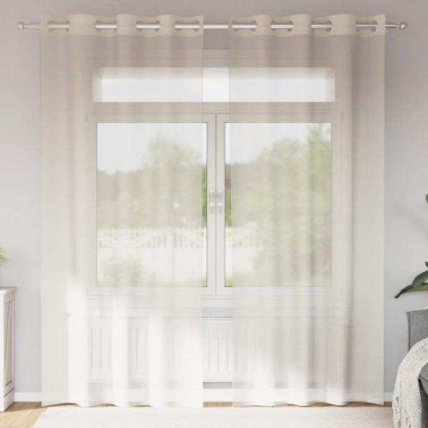 ARDEBO.de - Voile Vorhänge mit Ösen 2 Stk. Creme 140x245 cm
