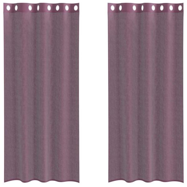 ARDEBO.de - Voile Vorhänge mit Ösen 2 Stk. Lila 140x245 cm